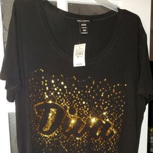 Iam selling a black and gold sequined shirt.
